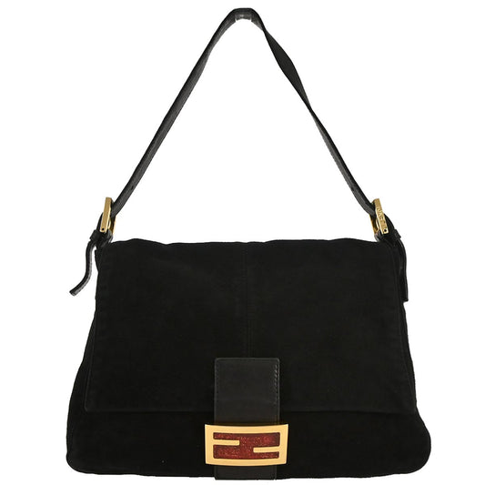 Fendi Black Suede Mamma Baguette Handbag