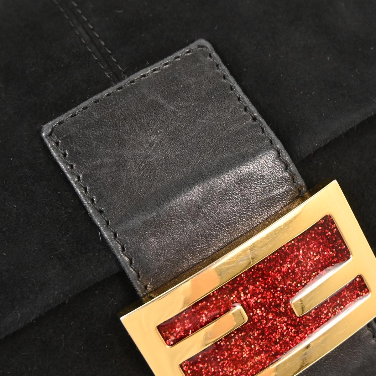 Fendi Black Suede Mamma Baguette Handbag