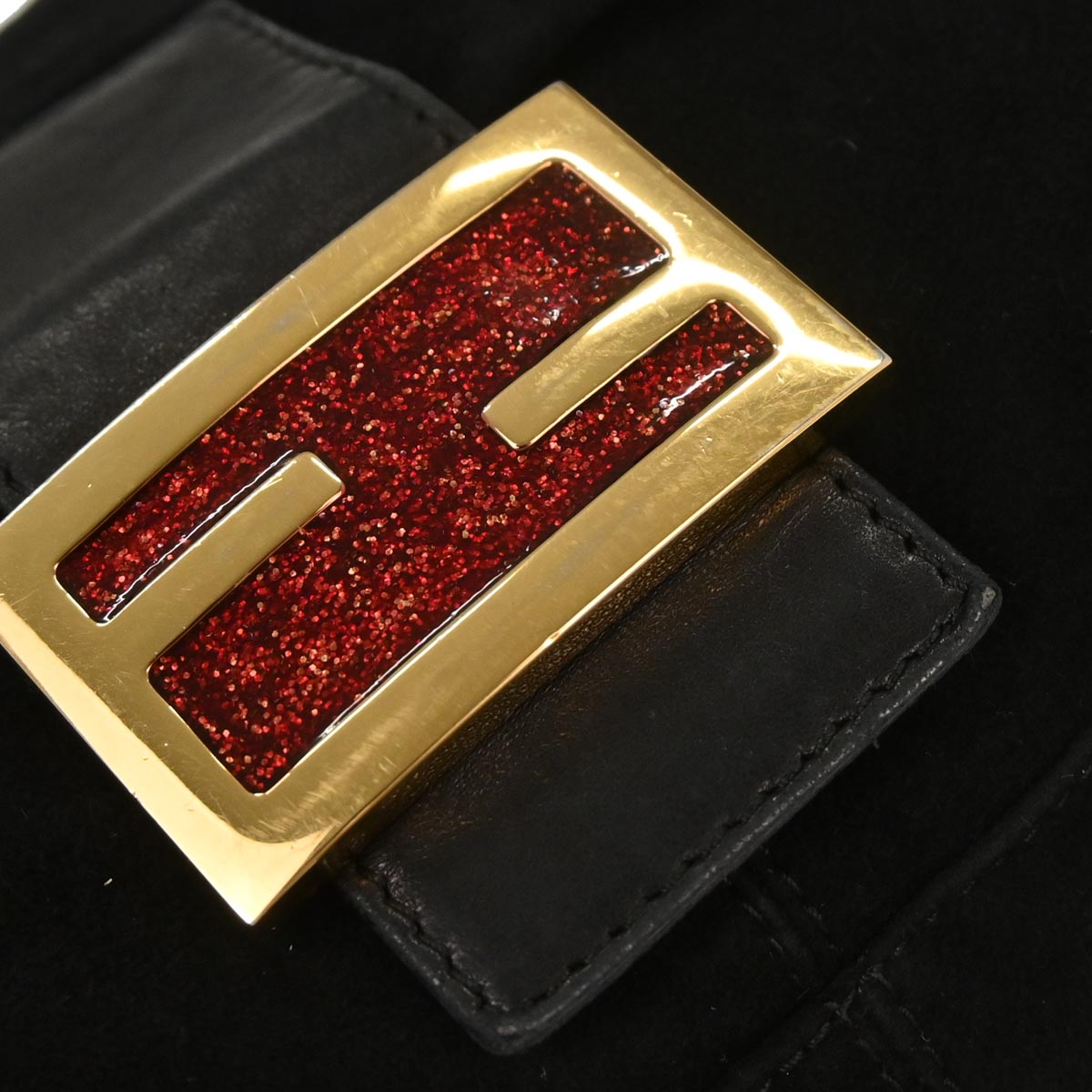 Fendi Black Suede Mamma Baguette Handbag