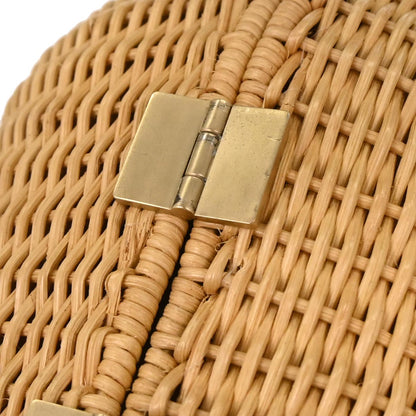 Chanel Beige Rattan Heart Lock Basket Bag 2way Shoulder Handbag