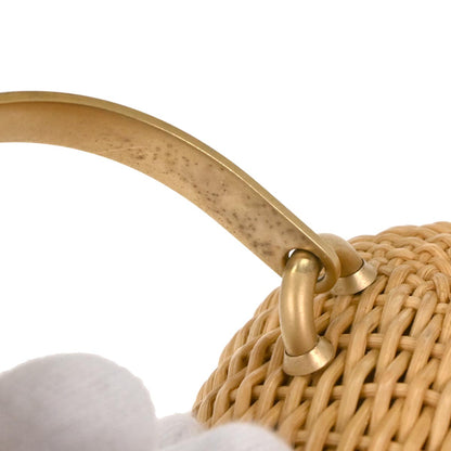 Chanel Beige Rattan Heart Lock Basket Bag 2way Shoulder Handbag