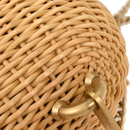 Chanel Beige Rattan Heart Lock Basket Bag 2way Shoulder Handbag