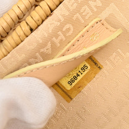 Chanel Beige Rattan Heart Lock Basket Bag 2way Shoulder Handbag