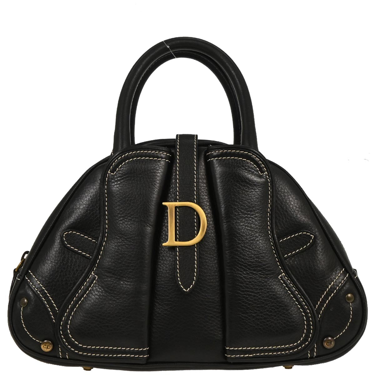 Christian Dior Black Leather Double Saddle Handbag