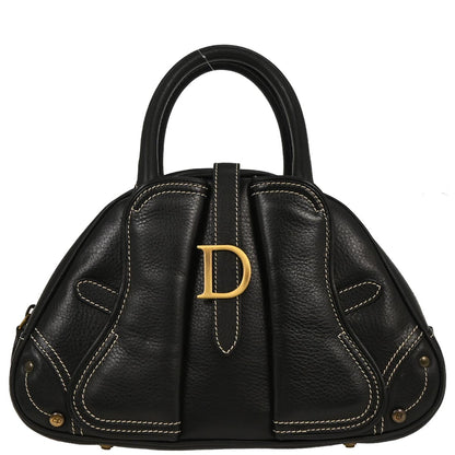 Christian Dior Black Leather Double Saddle Handbag