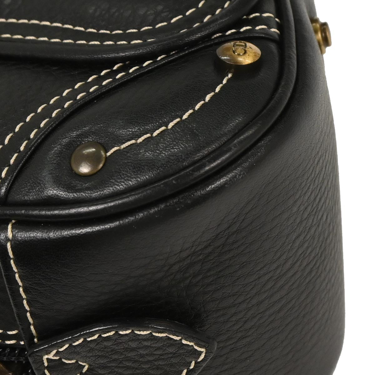 Christian Dior Black Leather Double Saddle Handbag