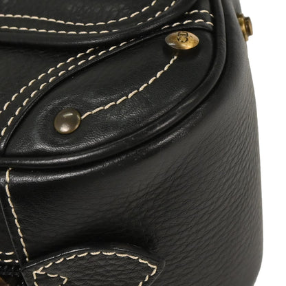 Christian Dior Black Leather Double Saddle Handbag