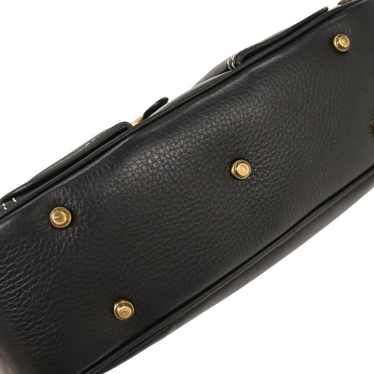 Christian Dior Black Leather Double Saddle Handbag