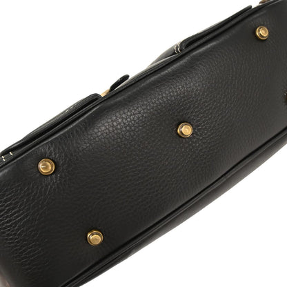 Christian Dior Black Leather Double Saddle Handbag