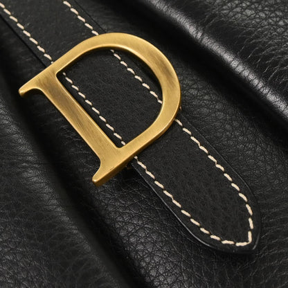 Christian Dior Black Leather Double Saddle Handbag