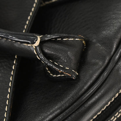 Christian Dior Black Leather Double Saddle Handbag