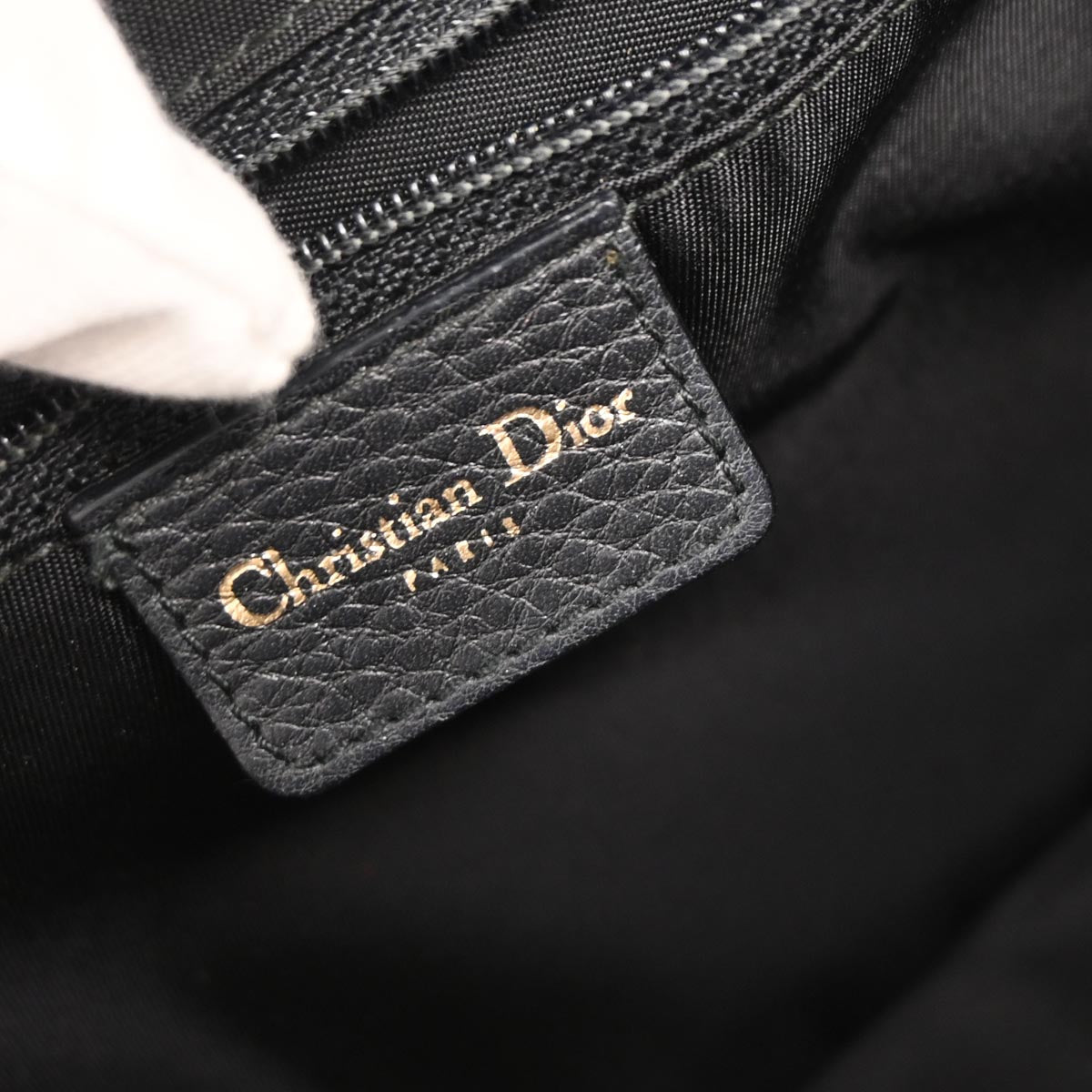 Christian Dior Black Leather Double Saddle Handbag
