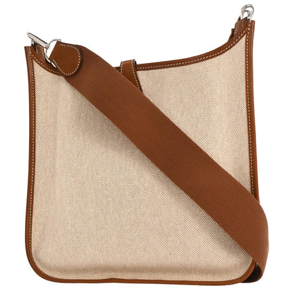 Hermes Natural Fauve Toile H Barenia Evelyne 29 Shoulder Bag