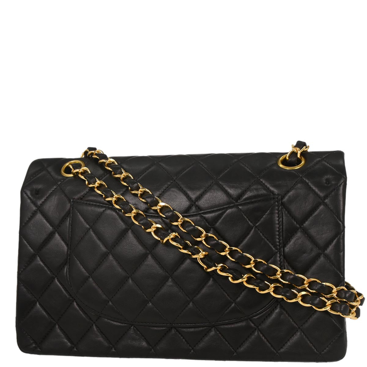 Chanel 1997-1999 Black Lambskin Medium Classic Double Flap Shoulder Bag