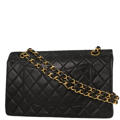 Chanel 1997-1999 Black Lambskin Medium Classic Double Flap Shoulder Bag