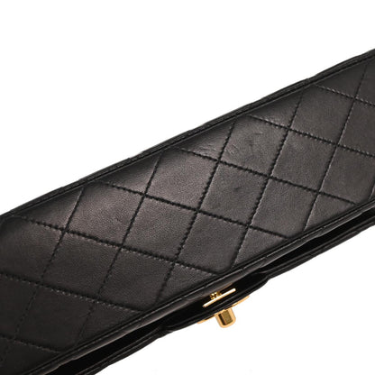 Chanel 1997-1999 Black Lambskin Medium Classic Double Flap Shoulder Bag