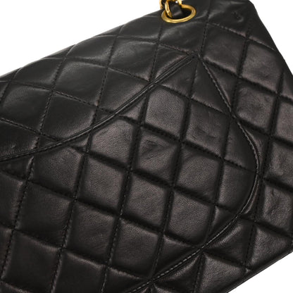 Chanel 1997-1999 Black Lambskin Medium Classic Double Flap Shoulder Bag