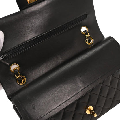 Chanel 1997-1999 Black Lambskin Medium Classic Double Flap Shoulder Bag