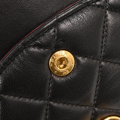 Chanel 1997-1999 Black Lambskin Medium Classic Double Flap Shoulder Bag