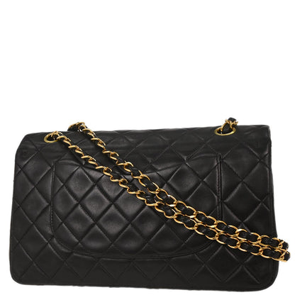 Chanel 1996-1997 Black Lambskin Medium Classic Double Flap Shoulder Bag