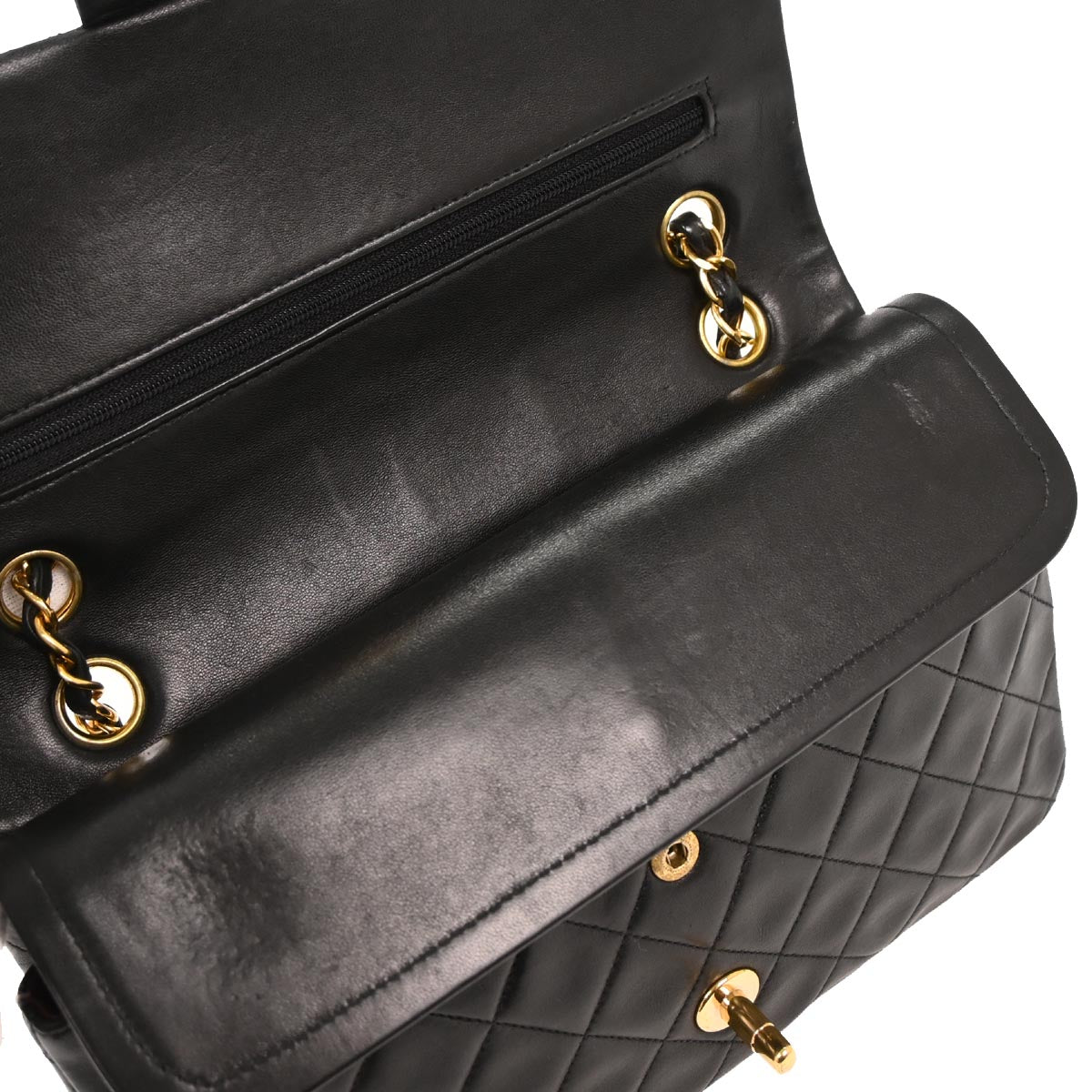 Chanel 1996-1997 Black Lambskin Medium Classic Double Flap Shoulder Bag