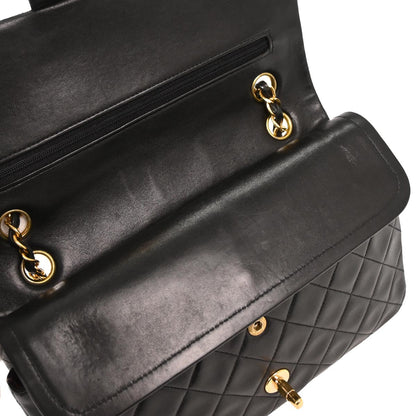 Chanel 1996-1997 Black Lambskin Medium Classic Double Flap Shoulder Bag