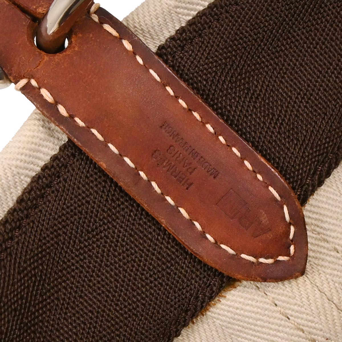 Hermes Beige Toile Chevron Sac de Pansage Bucket Shoulder Bag