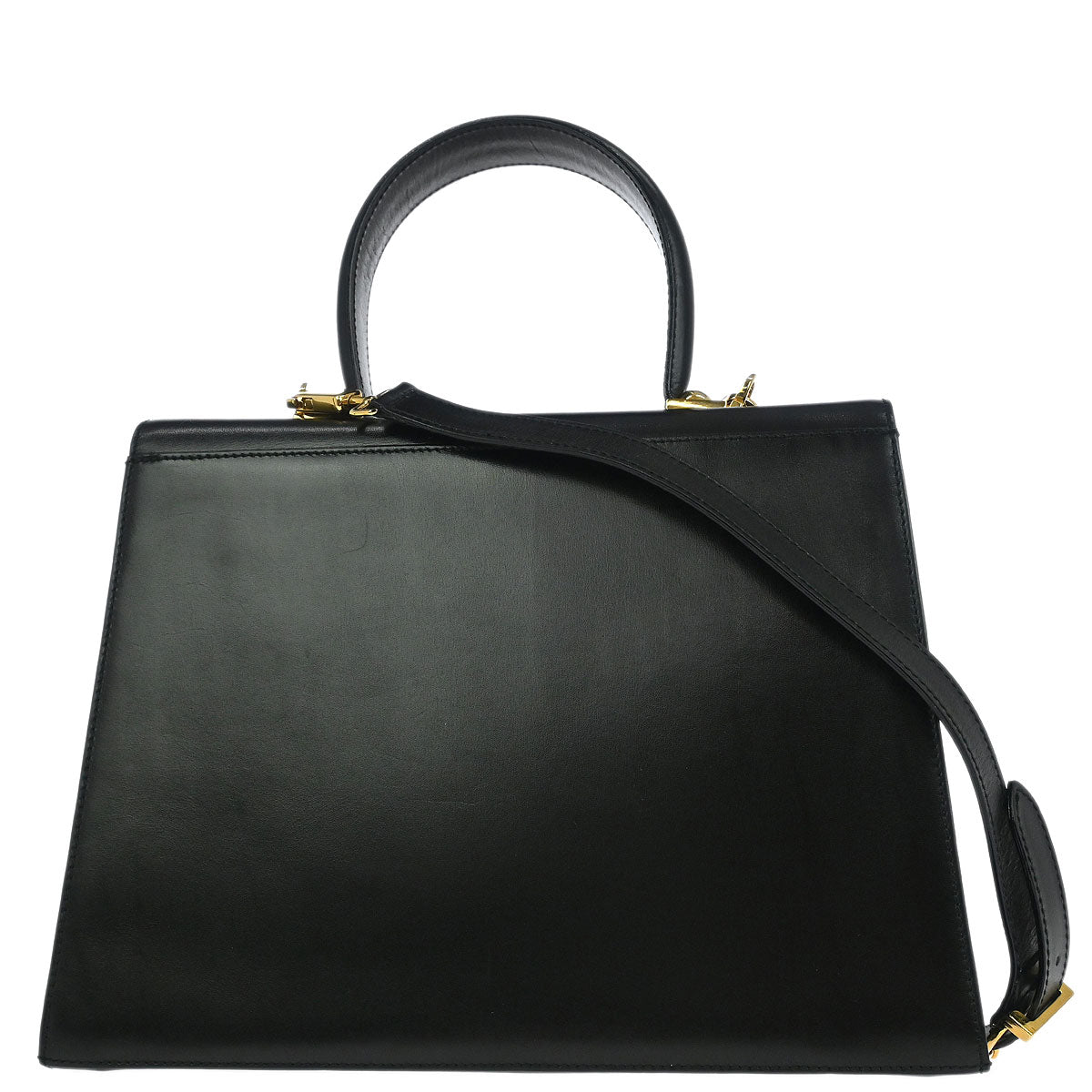 Salvatore Ferragamo Black Leather Gancini 2way Shoulder Handbag