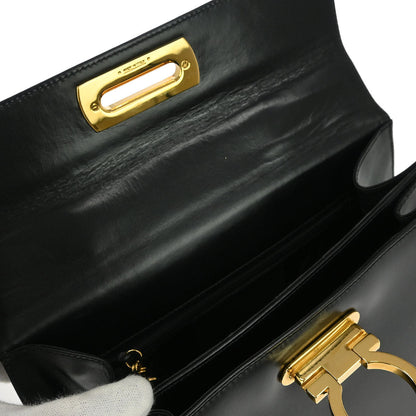 Salvatore Ferragamo Black Leather Gancini 2way Shoulder Handbag
