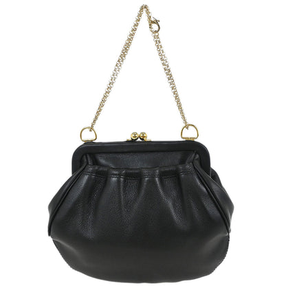 Salvatore Ferragamo Black Leather Kiss Lock Purse Handbag