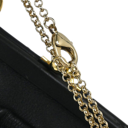 Salvatore Ferragamo Black Leather Kiss Lock Purse Handbag