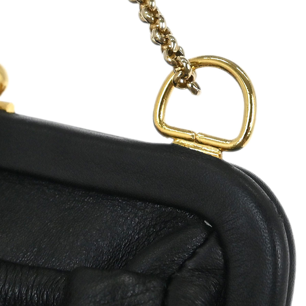 Salvatore Ferragamo Black Leather Kiss Lock Purse Handbag