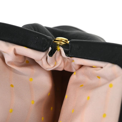 Salvatore Ferragamo Black Leather Kiss Lock Purse Handbag