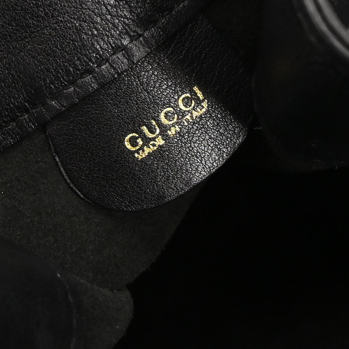 Gucci Black Leather Bamboo Drawstring 2way One Shoulder Bag