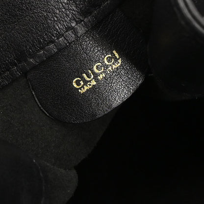 Gucci Black Leather Bamboo Drawstring 2way One Shoulder Bag