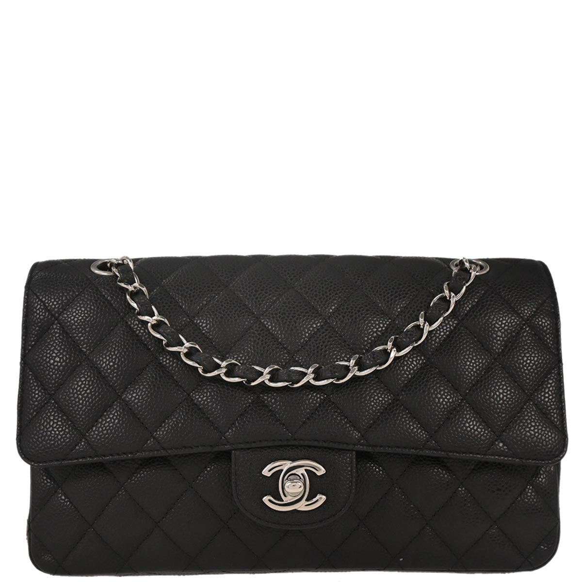 Chanel 2009-2010 Black Caviar Medium Classic Double Flap Shoulder