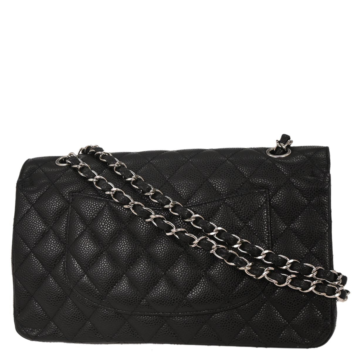 Chanel 2009-2010 Black Caviar Medium Classic Double Flap Shoulder Bag