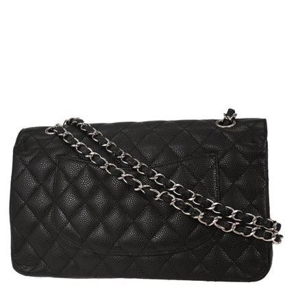 Chanel 2009-2010 Black Caviar Medium Classic Double Flap Shoulder Bag