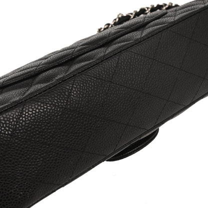 Chanel 2009-2010 Black Caviar Medium Classic Double Flap Shoulder Bag