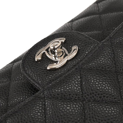 Chanel 2009-2010 Black Caviar Medium Classic Double Flap Shoulder Bag