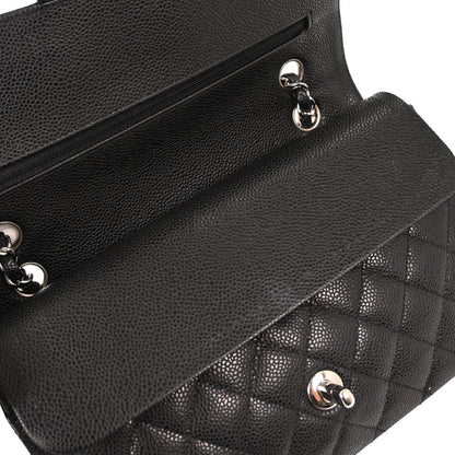 Chanel 2009-2010 Black Caviar Medium Classic Double Flap Shoulder Bag