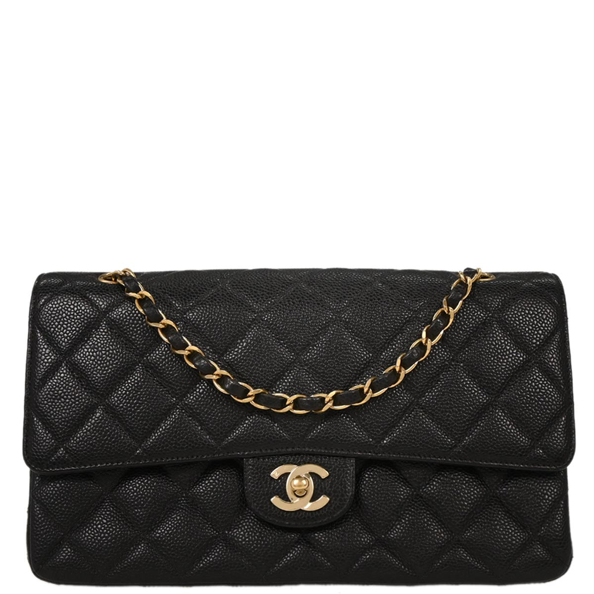 Chanel Black Caviar Double Flap Shoulder Bag