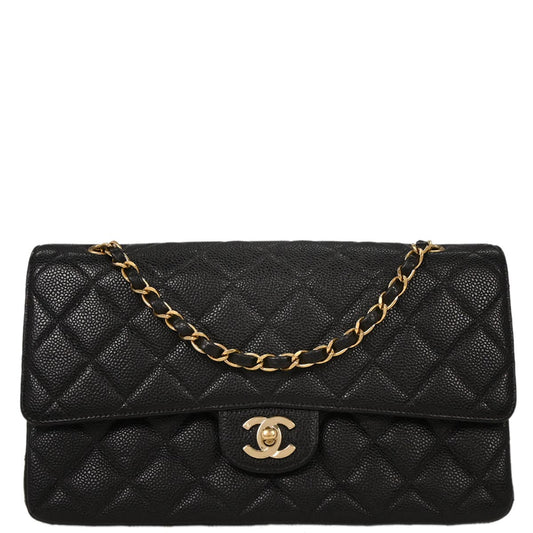 Chanel Black Caviar Double Flap Shoulder Bag