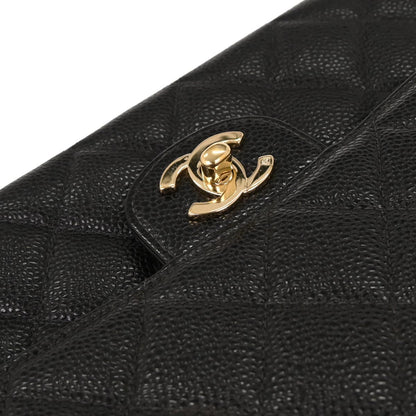 Chanel Black Caviar Double Flap Shoulder Bag