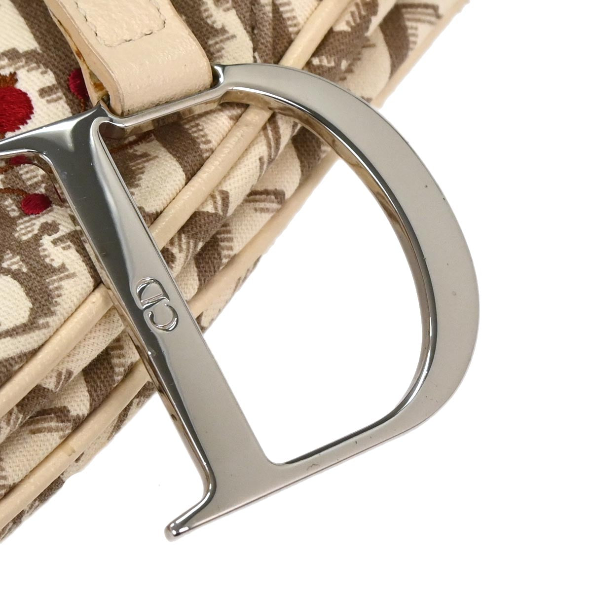 Christian Dior Off-white Embroidered Trotter Saddle Handbag