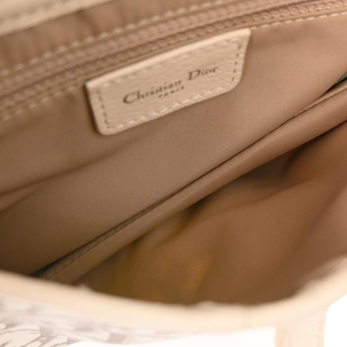 Christian Dior Off-white Embroidered Trotter Saddle Handbag