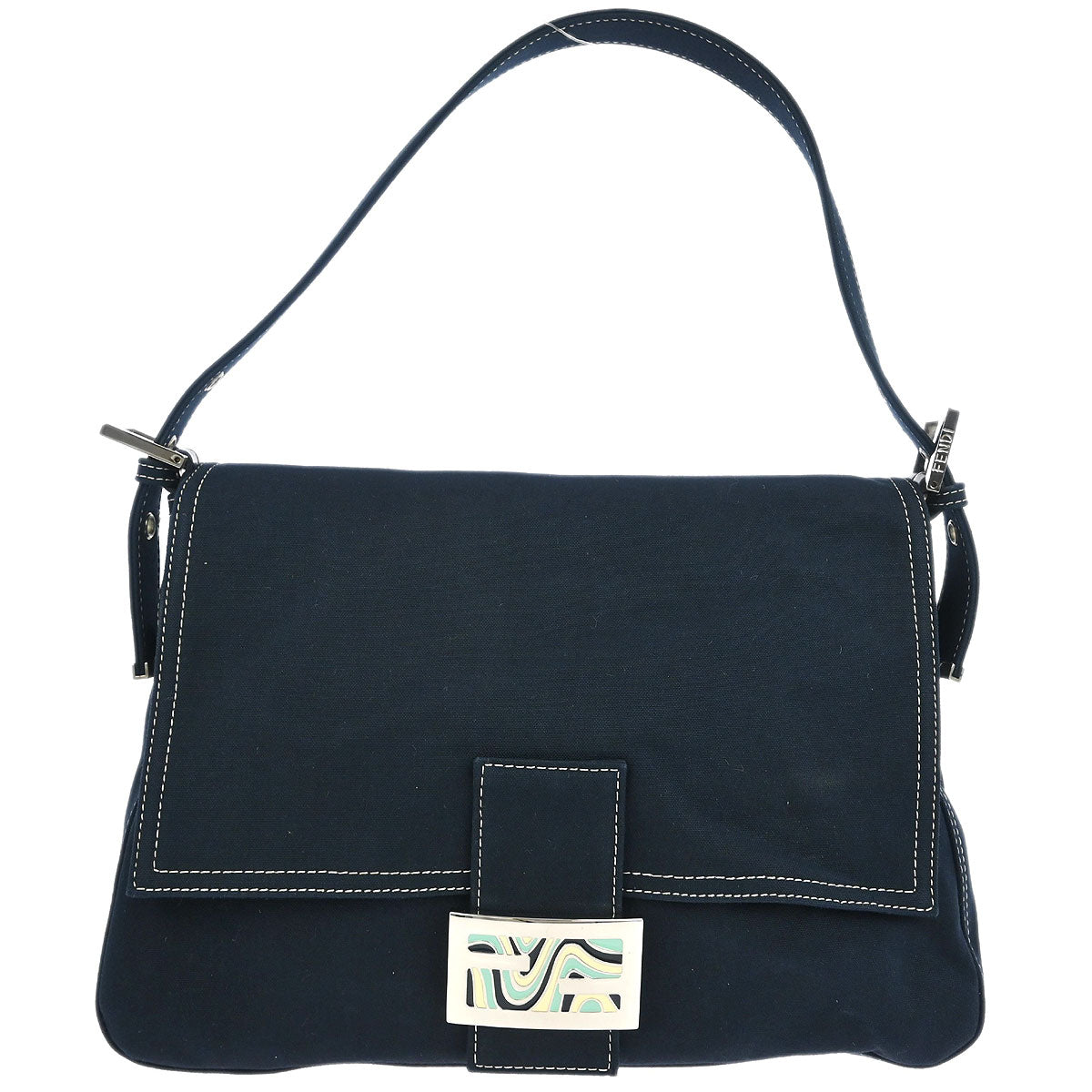 Fendi Navy Canvas Mamma Baguette Handbag