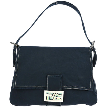 Fendi Navy Canvas Mamma Baguette Handbag