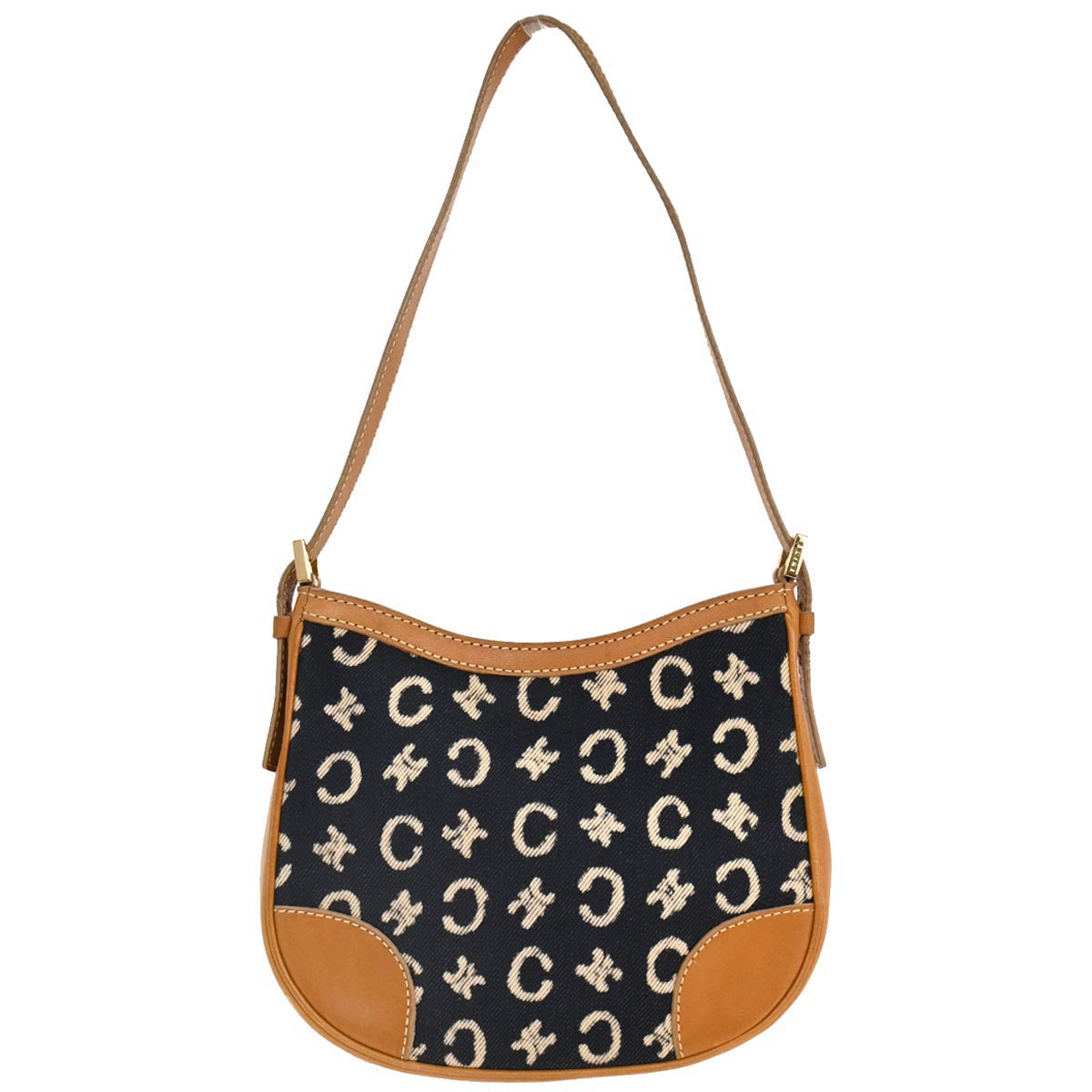 Celine Navy Cotton Macadam C Handbag