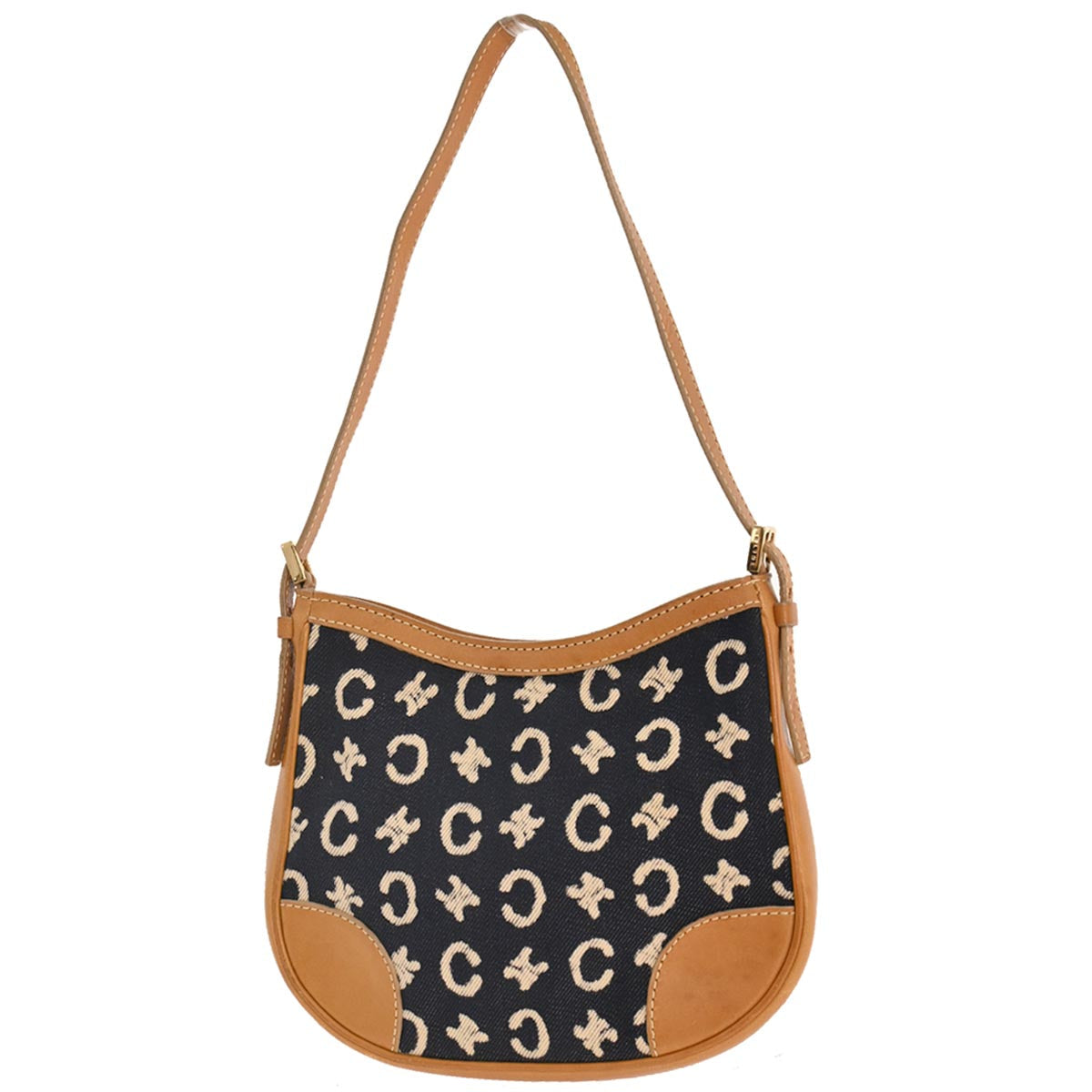 Celine Navy Cotton Macadam C Handbag